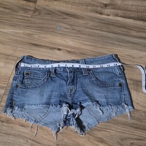 True Religion Distressed Blue Jean Shorts